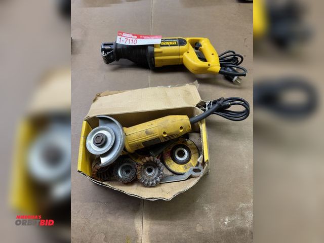 Lot 1-7110 - (2) Dewalt Corded Power Tools, (1) Dw303 1 1/8" Reciprocating Saw, (1) Dw400 4 1/2" Angle Grinder, W...
