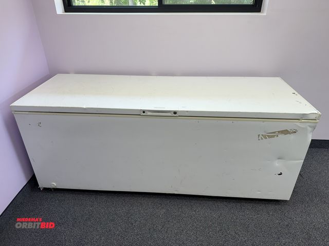 Lot 1-18698 - (1) Frigidaire chest freezer, 83" long x 29.5" deep x 33.5" tall, 120V, scattered dents and scratche...