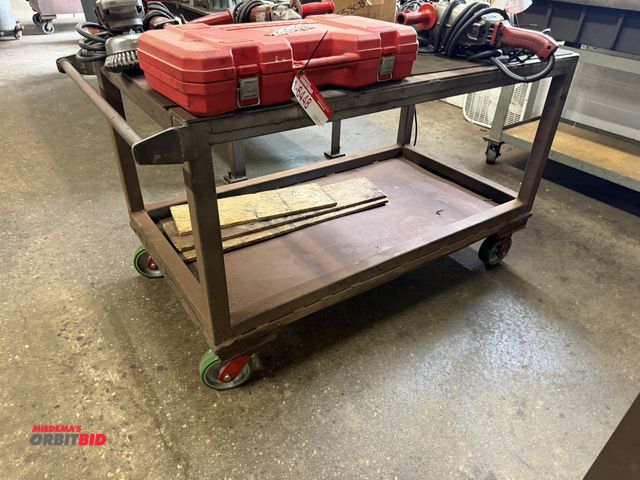 Lot 1-6449 - (1) 58" length x 33.5" height x 30" depth, 2-tier heavy duty steel cart, contents not included.