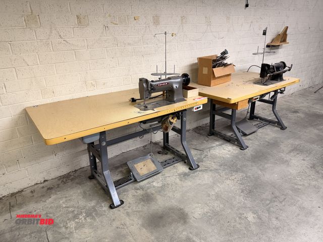 Lot 1-7232 - Lot Of (2) Consew Sewing Machines Equipped W/ Foot Pedal Control, 1/2 Hp, 2850/3450 (Rpm) Table &amp...
