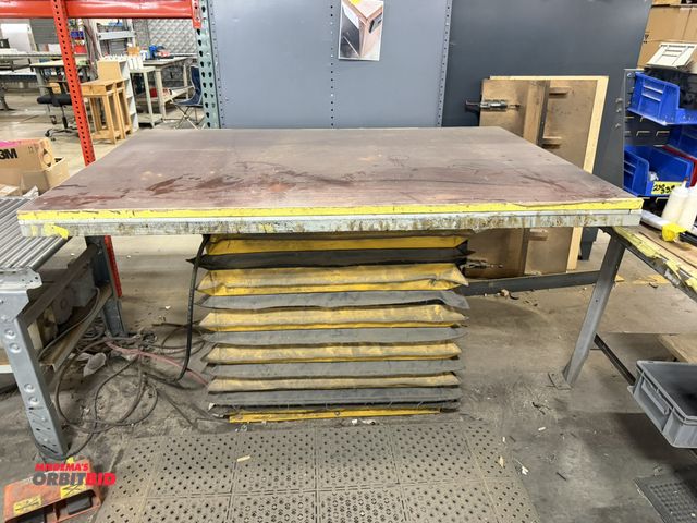 Lot 1-17510 - (1) electric lift table (scissor style) with custom  72" x 49" top, includes foot pedal control, 120...