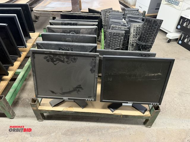 Lot 1-17560 - Lot of (12) assorted 19" Dell and Acer computer monitors with keyboards.