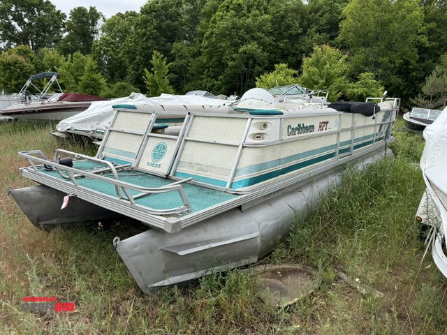 Lot 1-6663 - (1) Crest Caribbean HPT pontoon boat, approx. 24', severe weather damage, no trailer, for parts or r...