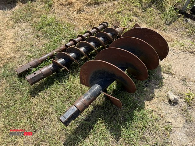 Lot 1-9582 - Lot of (3) assorted auger bits, (1) 18" diameter, (1) 8" diameter, and (1) 4" diameter
