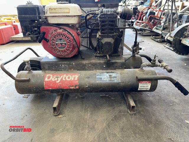 Lot 1-14123 - (1) Dayton, model 4B225, 8 gallon capacity portable, dual tank air compressor with a Honda GX160, 5....