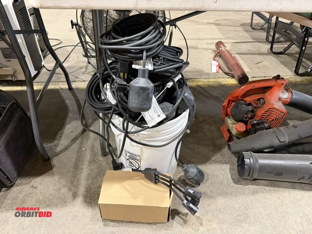 Lot 1-18630 - Large lot of SJE Micromaster pump switches, 25', 125V, with plug, part #1038759S, and The Basement W...