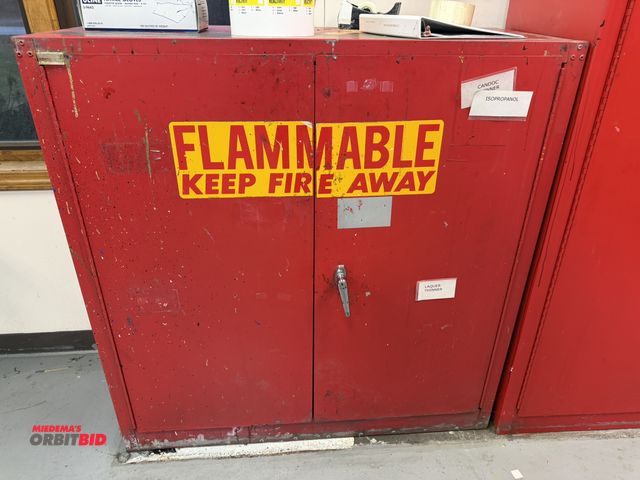 Lot 1-18983 - (1) flammable storage cabinet, 43" x 18" x 44" tall, with assorted contents.