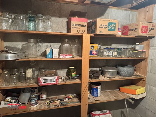 Lot 1-3138 - Lot of assorted glass jars, pots, and more
