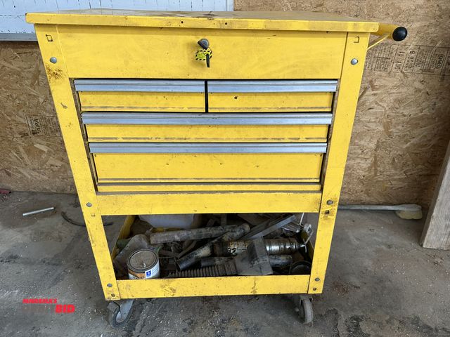 Lot 1-14172 - (1) 34" width x 41.5" height x 21" depth rolling tool box with 5 drawers, top storage, and lower she...