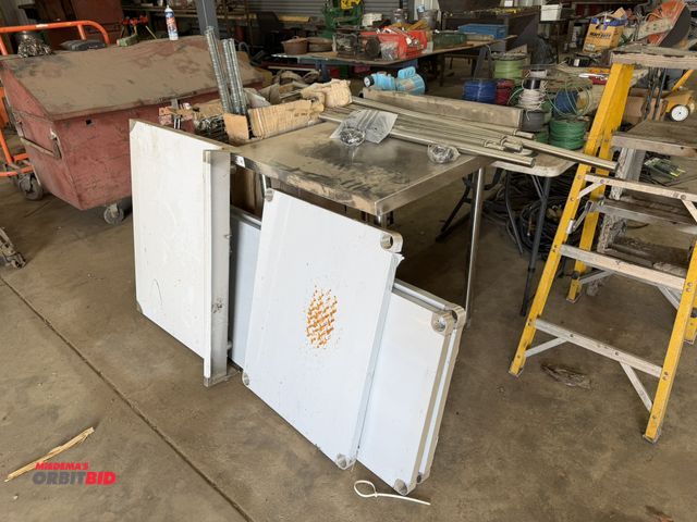 Lot 1-1419 - Lot including (1) 30" width x 34" height x 30" depth stainless steel table with stainless steel lowe...