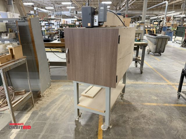 Lot 1-16123 - Custom built 24" width x 24" height x 48.5" depth warming cabinet with (2) heat lamps inside, Emerso...