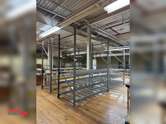 Lot 1-7260 - (2) Section Of Pallet Racking, includes: (5) Uprights, (18) Various Size Cross Beams &amp; Mesh-Wire...