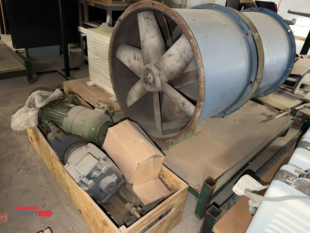 Lot 1-17068 - (2) In-line 24" duct fans, includes assorted motors and gear drive parts, conditions unknown, winnin...