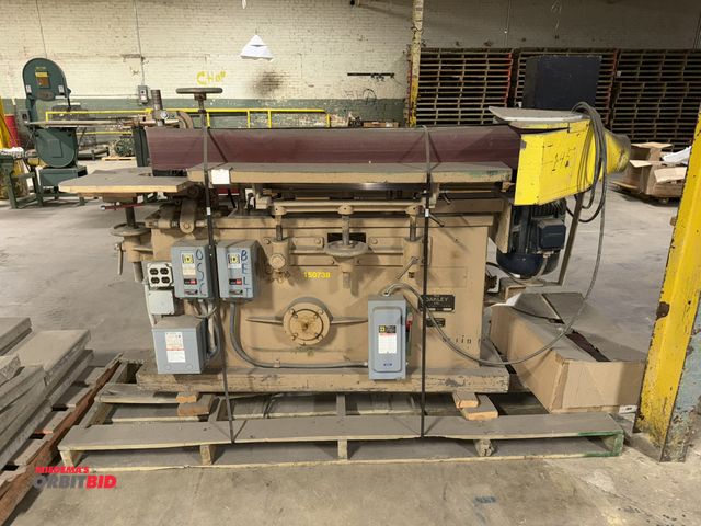 Lot 1-17596 - (1) Oakley, model H-648, single sided finish sander, S/N 3852, with approx. 6" belt, Square-D electr...