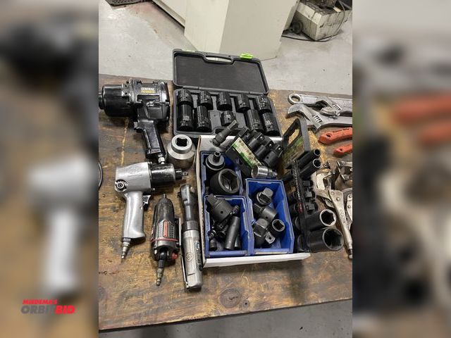 Lot 1-19445 - Large lot of impact items, includes Central Pneumatic 1" pistol grip wrench, Ingersoll-Rand 1/2" wre...
