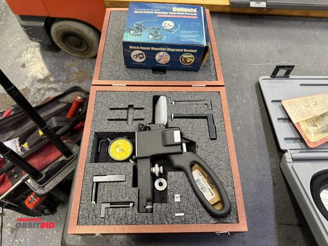 Lot 1-10283 - (1) Starrett groove gauge, appears to be incomplete, and (1) Beileshi watch repair magnifier glasses...