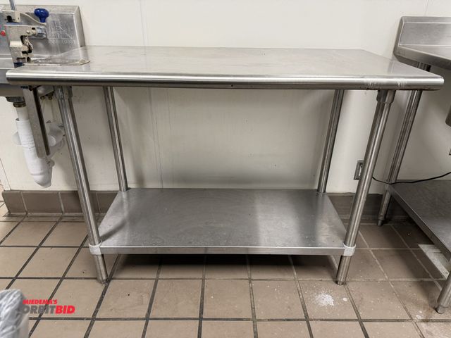 Lot 1-11114 - (1) 48" width x 30" height x 24" depth stainless steel prep table with stainless steel lower shelf a...