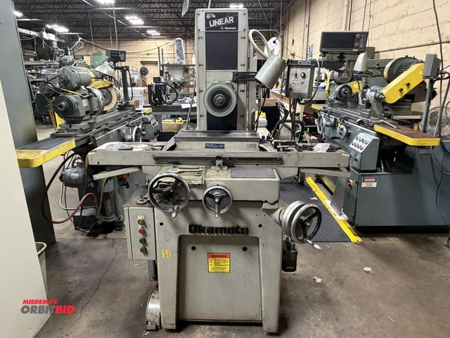 Lot 1-11022 - (1) Okamoto linear 618 surface grinder, with 6" x 18" T-slotted table, 3450 RPM spindle, 6" x 18" ma...