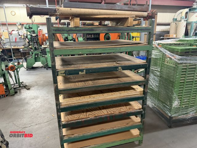 Lot 1-18530 - (8) Steel King stackable metal racks, each is 48" x 35.5" x approx. 9" tall with legs.