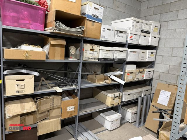 Lot 1-17281 - (3) 42" width x 72" height x 24" depth sections of light duty shelving with 15 shelves, contents not...