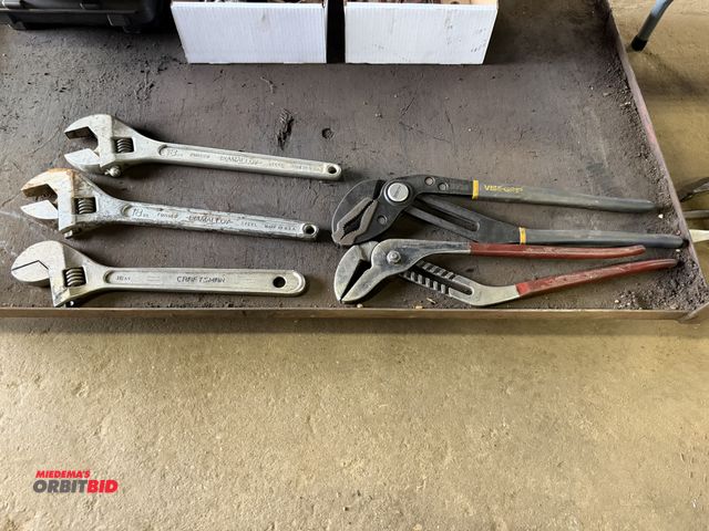Lot 1-18503 - Lot including (1) 16", and (2) 18" adjustable wrenches, (1) Irwin, model GV20, channel locks, and (1...