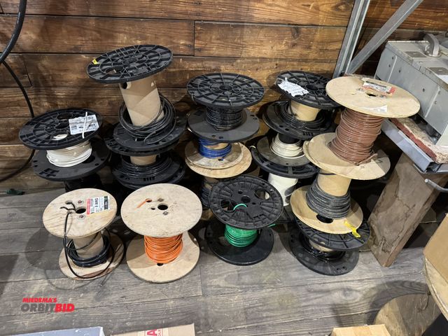 Lot 1-4408 - Large lot of spools of copper #8 wiring, various colors.