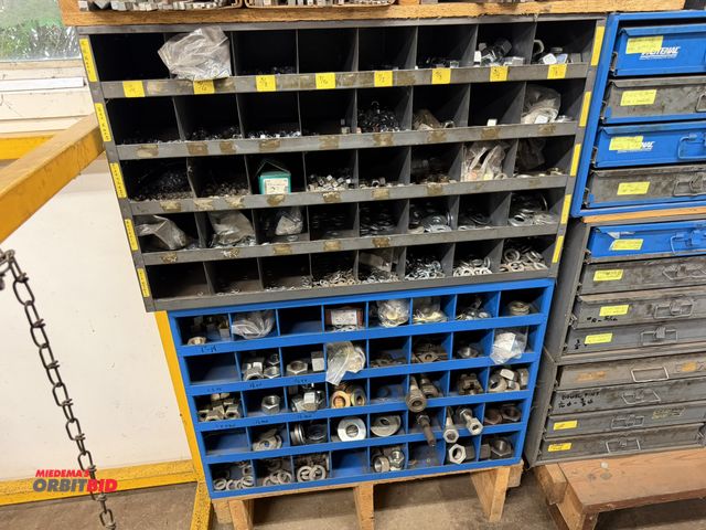 Lot 1-6408 - (1) 35" width x 20" height x 12" depth steel hardware storage unit with 40 divided compartments and ...