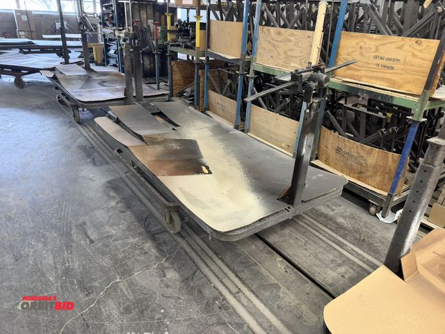 Lot 1-17174 - Lot of approx. (24) 8' long x 17" high x 4' wide curing oven rail cars with rotating tops (several d...