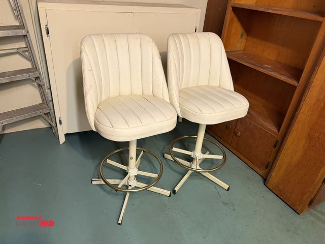 Lot 1-12169 - Lot of (2) swiveling padded seat and back bar stools, 26" seat height.