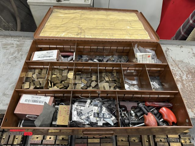 Lot 1-15426 - (1) Lawson Products storage cart with assorted Aurora tool parts, pieces, and fittings.