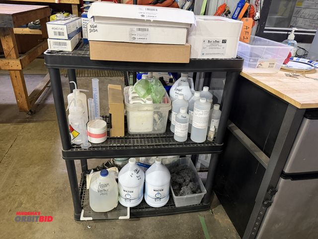 Lot 1-18532 - (1) 32" width x 37.5" height x 15" depth modular plastic shelving unit with contents, including (1) ...