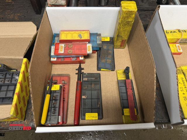Lot 1-6377 - Lot of assorted items, includes a Sandvik CoroCut tool, 5680 with inserts, parting and grooving meta...