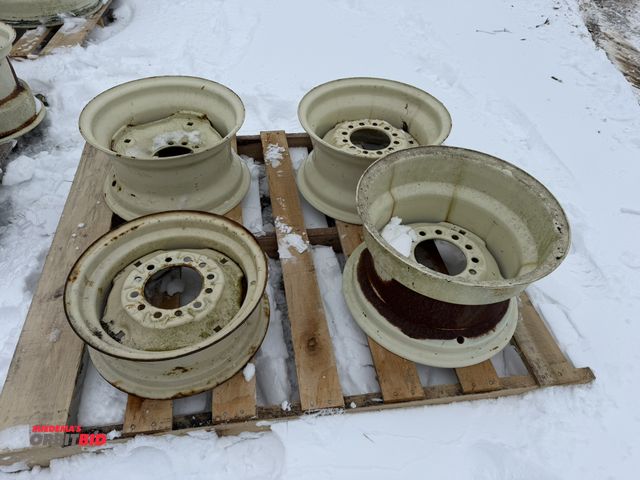 Lot 1-11677 - Lot of 4 assorted implement rims, includes (1) approx. 14.5" diameter, 8" from inside of bead to ins...