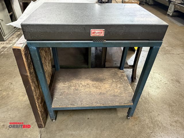 Lot 1-6347 - (1) Mojave granite surface plate with metal stand, approx. 36" x 24", with stand, winning bidder res...