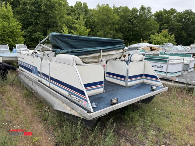 Lot 1-6622 - (1) Playbuoy 16' Supreme pontoon boat, for parts or repair only, no motor, no trailer, severe weathe...