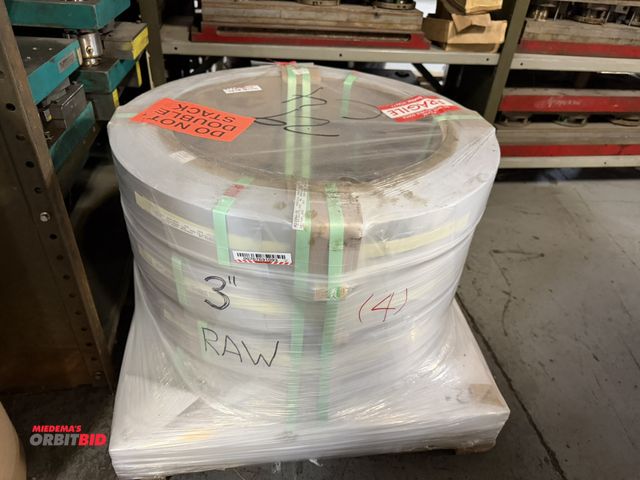 Lot 1-18811 - Lot of (3) 3" wide raw aluminum coils, .020" thickness.