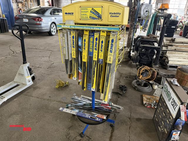 Lot 1-1184 - (1) vintage rolling 60" tall Anco windshield wiper display with assorted wipers (approx. 55 wipers t...