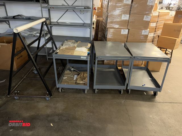 Lot 1-4845 - Lot of (2) A.Liss &amp; Company light duty product carts, 23.5" wide x 35.5" long with solid tops, (...