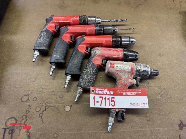 Lot 1-7115 - (5) Pneumatic Drills, (3) Drill/Drivers, (2) Hex Drivers