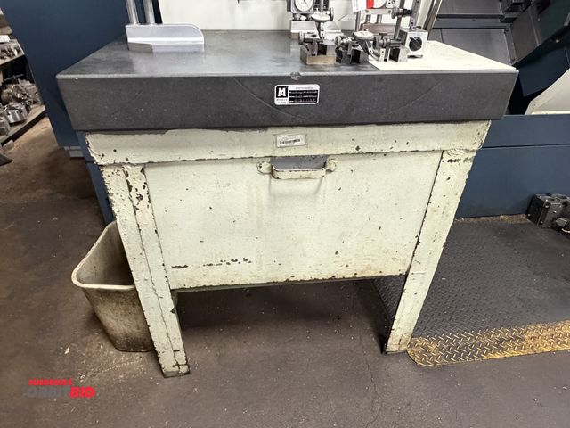 Lot 1-12452 - (1) granite surface plate with slide door steel base cabinet