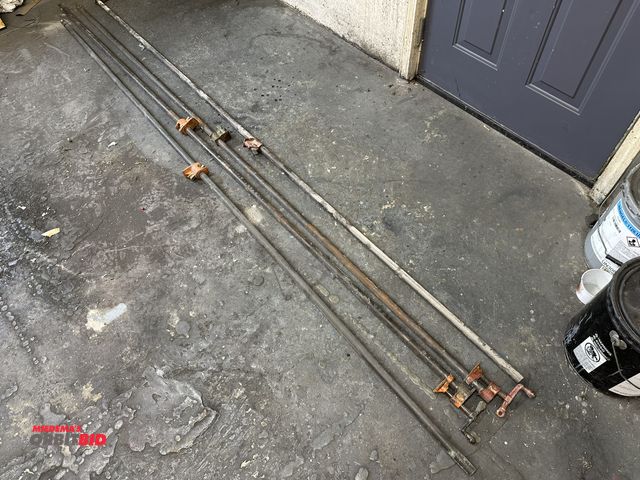 Lot 1-17796 - Set of (4) approx. 10' long bar clamps (1 is missing second half of clamp).