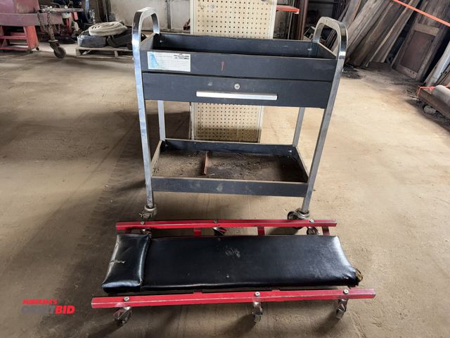 Lot 1-18108 - (1) make and model unknown automotive creeper with a 30" length x 33" height x 16" depth, 2-tier ser...