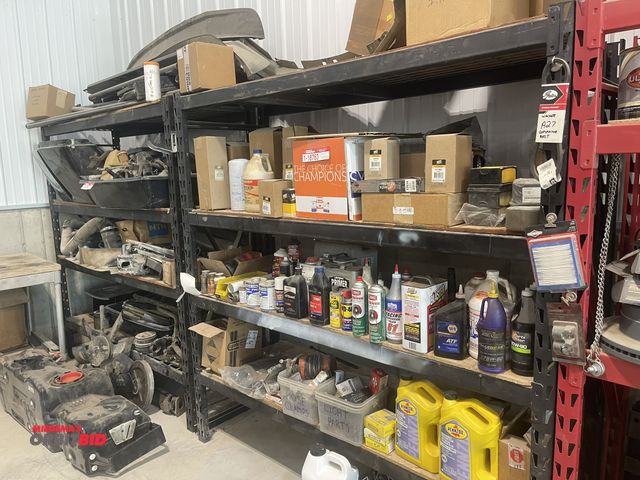 Lot 1-18765 - Lot of (2) adjustable metal shelving units, each measures 77" wide x 24" deep x approx. 78" tall, wo...