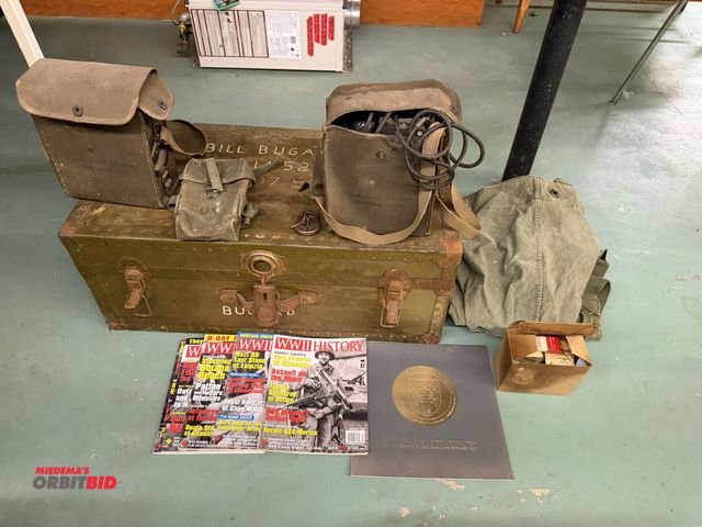 Lot 1-12181 - Lot of vintage military items, includes (2) vintage military phones, (1) vintage meal combat individ...