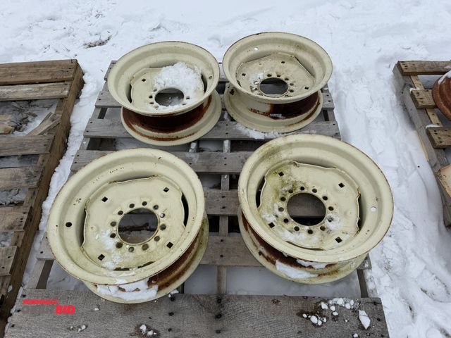 Lot 1-11681 - Lot of (4) 6-bolt implement rims, approx. 14.5" diameter, 6" from inside of bead to inside of bead.