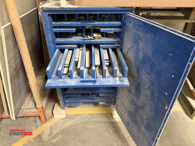 Lot 1-16652 - (1) cabinet, 25" wide x 37.5" deep x approx. 40" tall, filled with assorted Wisconsin Knife Works st...