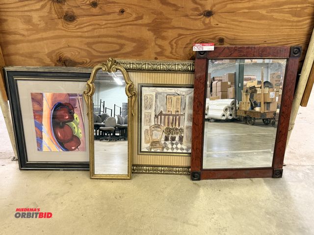 Lot 1-7478 - (1) Lot Of Wall Art, includes; (2) Various Size Mirrors &amp; (2) Photos