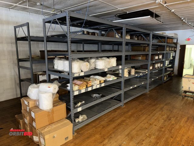 Lot 1-4766 - Lot of (4) Edsal metal shelving units, each measures 76" long x 38" deep x 96" tall, does not includ...