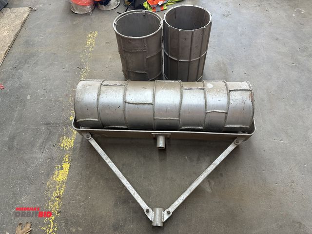 Lot 1-14169 - (1) 36" wide x 12" diameter rolling texture tool with frame (for handle), and (2) 10" diameter x 16"...