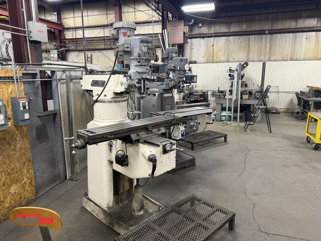Lot 1-15257 - (1) 1985 Millport, model 3KVA, vertical milling machine, 10" x 50" power feed T-slotted table, Bridg...